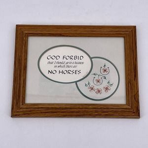 Ruth Joy 1989 Religious Horse Quote Wall Hanging Wood Frame Floral Flowers